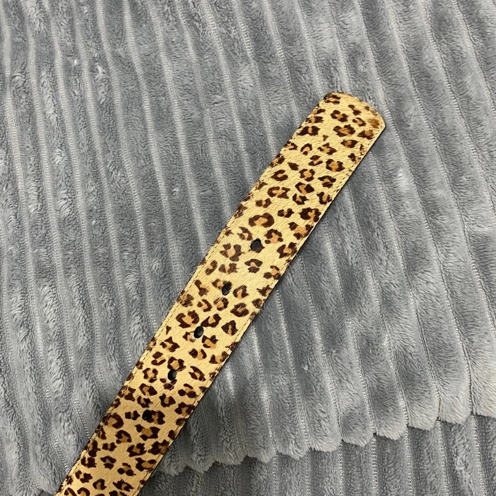 Chrome Hearts Leopard Print Calf Hair Belt in Tan and Black with Silver Buckle